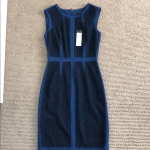 NWT BCBG black lace, blue dress